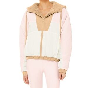 Duality Reversible Sherpa Jacket in Putty/Pristine/Soft Pink by Alo Yoga